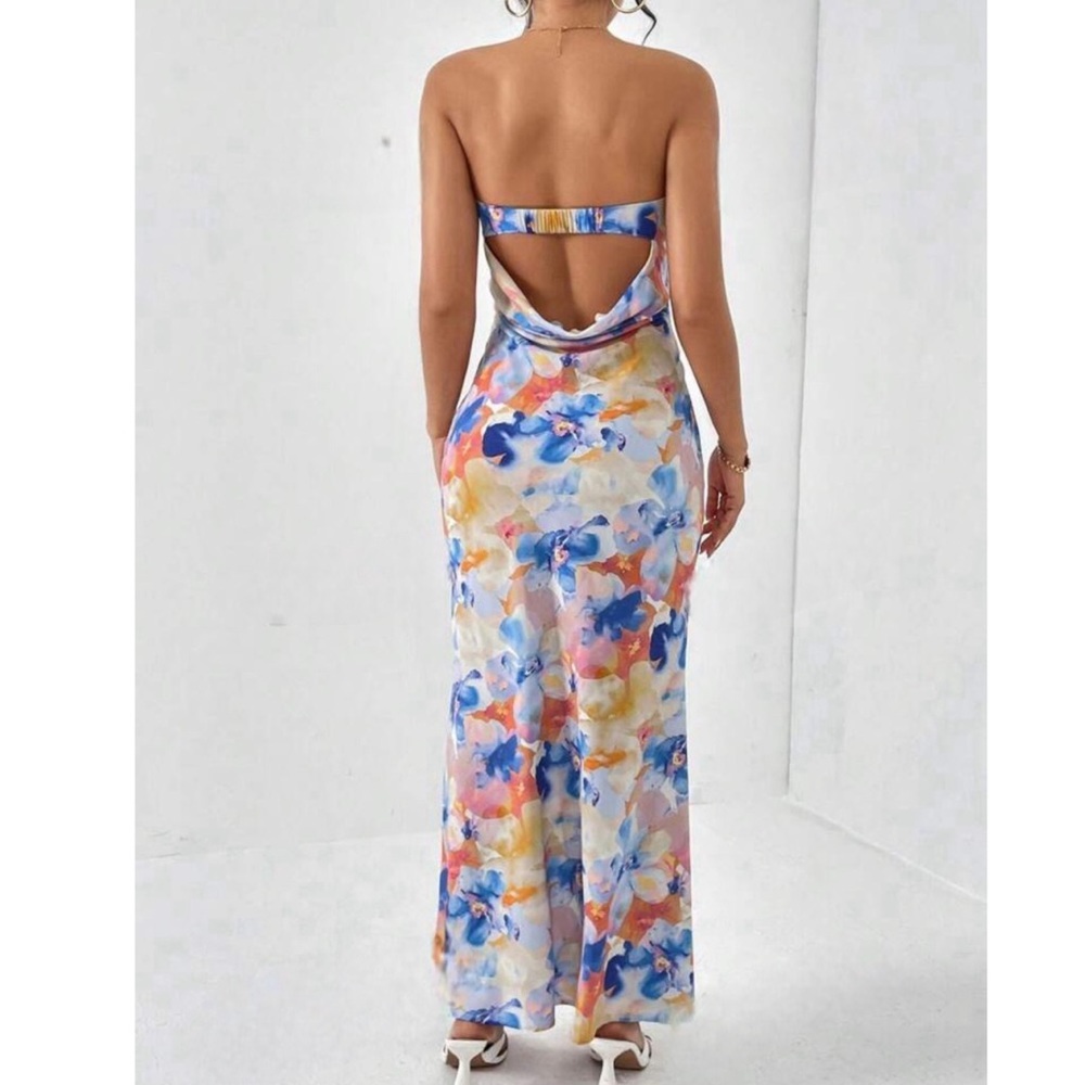 Floral Backless Tube Long Dress - Picture 2 of 5
